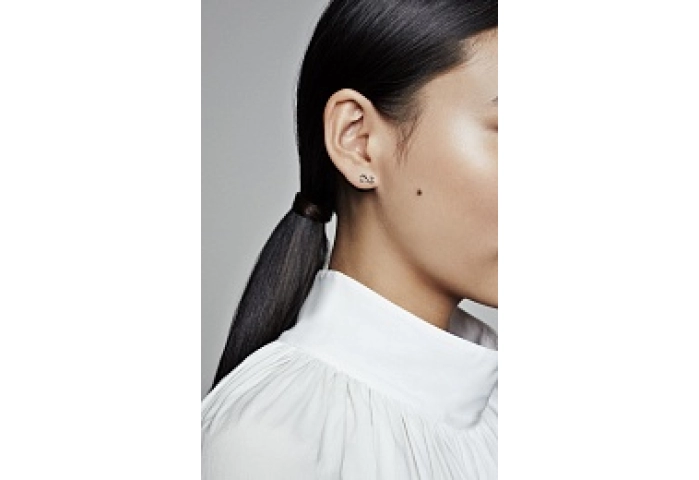 Infinity sterling silver stud earrings with clear 