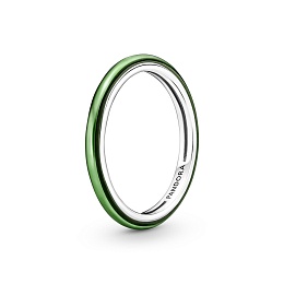 Sterling silver ring with transparent greenenamel