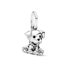 Labrador dog silver dangle with black enamel/Серебряная подвеска-шарм с черной эмалью