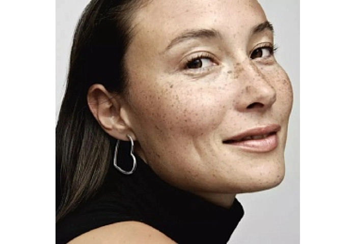 Asymmetrical heart silver hoop earrings