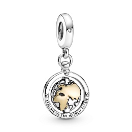Spinning world sterling silver and 14k golddangle with clear cubiczirconia /799303C01