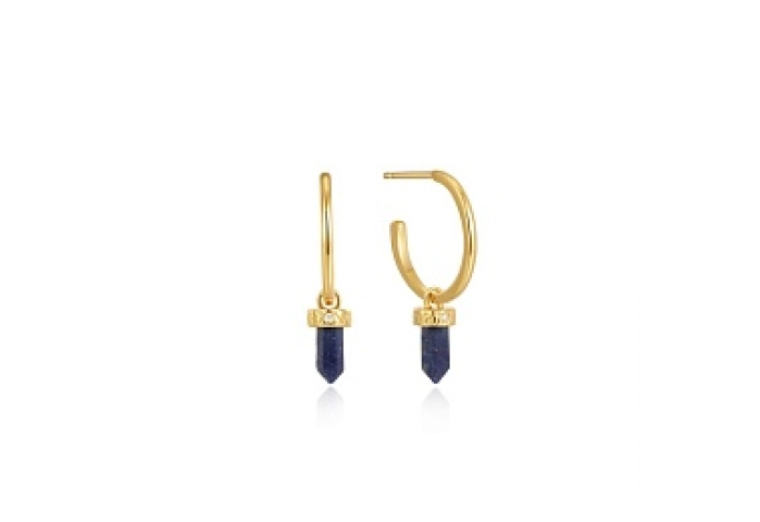 Lapis Point Pendant Small Hoop Earrings