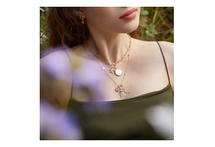 Gold Star Rose Quartz Charm Connector Necklace