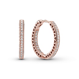 14k Rose gold-plated hoop earrings with clear cubi