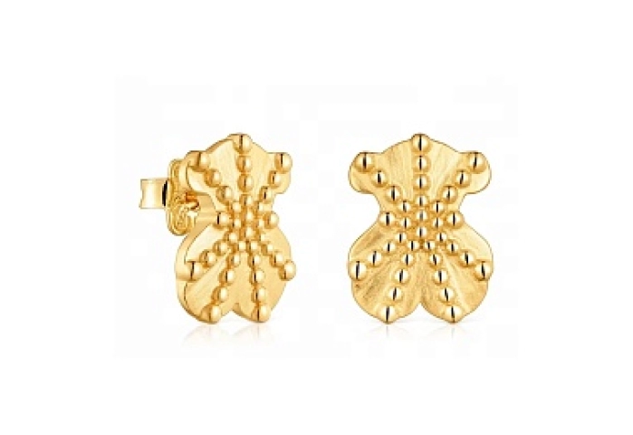 SILVER GOLD PLATED EARRINGS BEAR 15MM