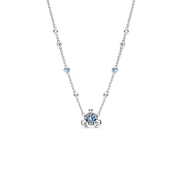 Disney Cinderella pumpkin coach sterlingsilver collier with clearcubic zirconia andforever blue crys