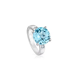 SILVER RING 0.12CT H/SI DIAM TOPAZ N12