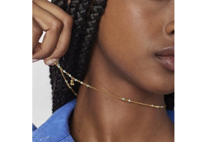 SILVER GOLD PLATED CHOKER AMAZONITE 45CM