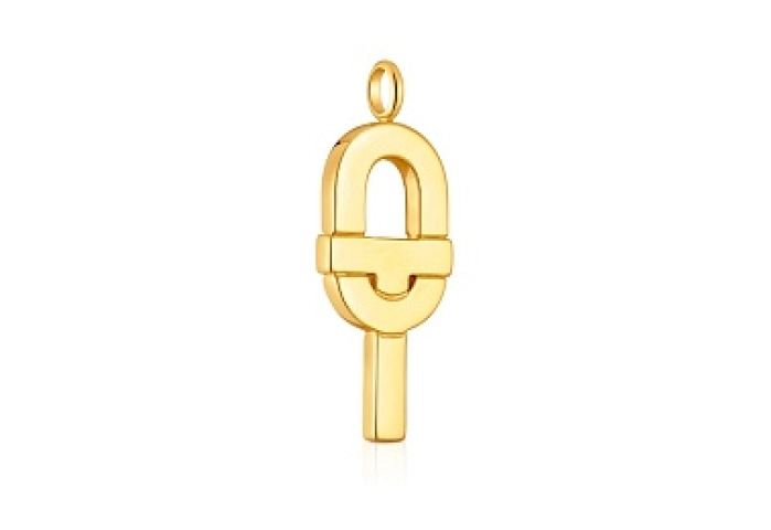 SILVER GOLDPLATED PENDANT PINK ENAMEL 48MM