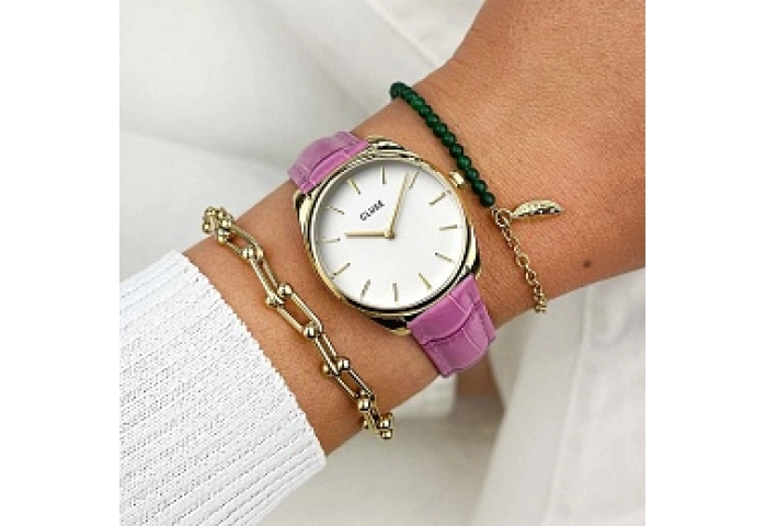 Feroce Petite Leather Croro Pink, Gold Colour