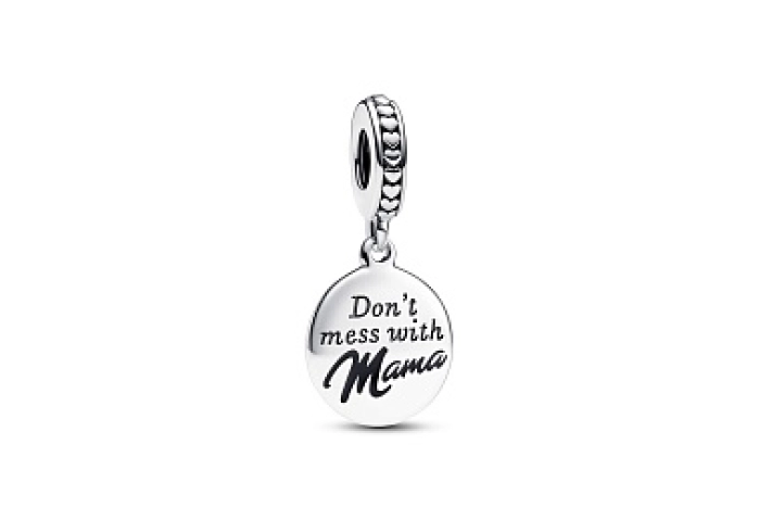 Engravable sterling silver dangle with black ename
