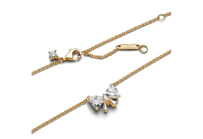 Bow 14k gold-plated collier with clear cubic zirco