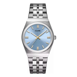 Retro 70's Watch Steel, Light Blue, Silver Colour