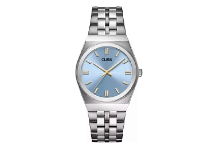 Retro 70's Watch Steel, Light Blue, Silver Colour