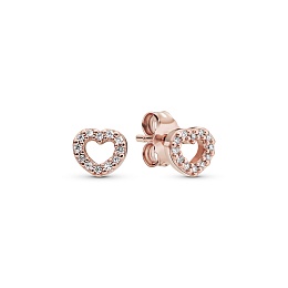 PANDORA Rose heart stud earrings with clearcubic z