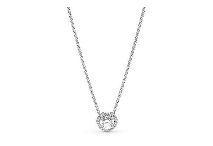 Silver necklace with clear cubic zirconia