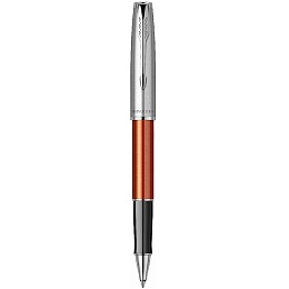 Ручка-роллер Parker &quot;Sonnet Sand Blasted Metal&Orange Lacquer&quot; черная, 0,5мм, подарочная упаковка