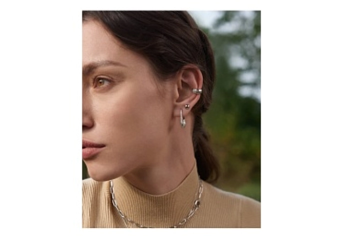 Silver Wide Sparkle Ear Cuff