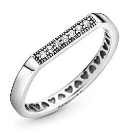 Thin bar sterling silver ring with clear cubic zirconia/Серебряное кольцо с чистым кубическим циркон