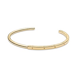 Pandora logo 14k gold-plated open bangle