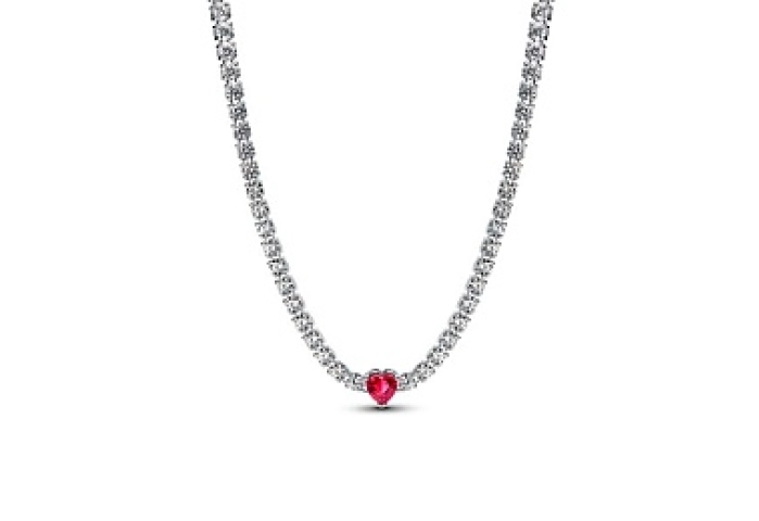 Heart sterling silver choker necklace with cherrie