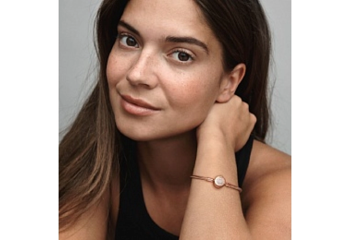 Snake chain 14k rose gold-plated bracelet and crow