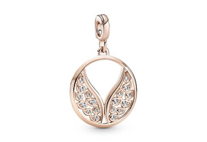 Angel wings 14k rose gold-plated medallionwith clear cubic zirconia /789672C01