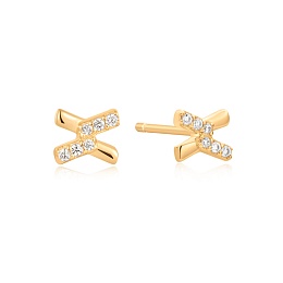 Gold Cross Cubic Zirconia Studs