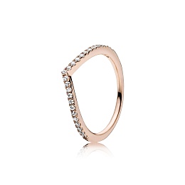 Wishbone 14k rose gold-plated ring with clear cubi