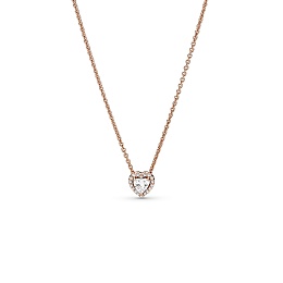 Heart 14k rose gold-plated collier with clear cubi