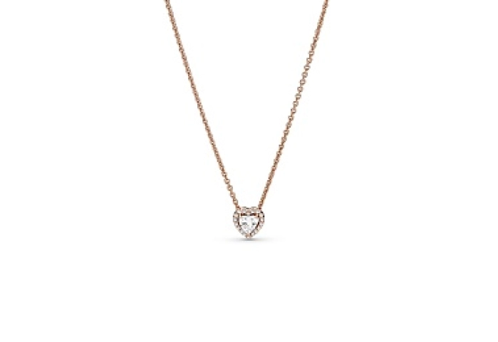 Heart 14k rose gold-plated collier with clear cubi