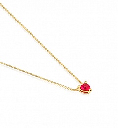 SILVER GOLD PLATED NECKLACE LGG RUBY 42CM