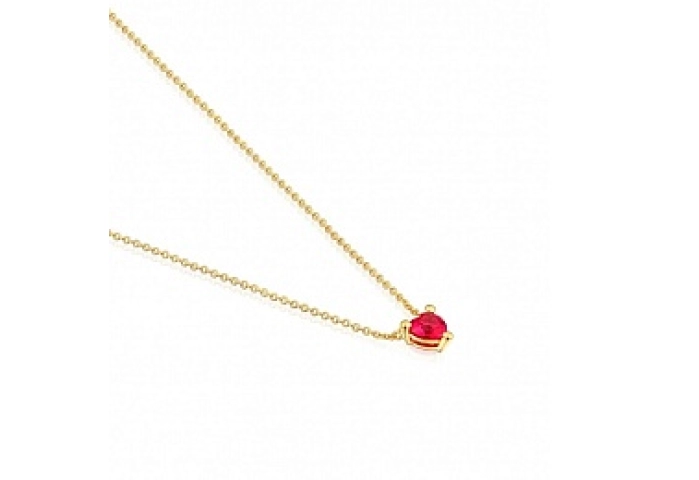 SILVER GOLD PLATED NECKLACE LGG RUBY 42CM