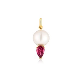 18KT GOLD PENDANT RHODOLITE PINK PEARL