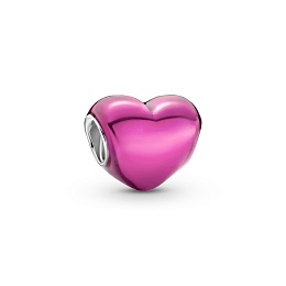 Heart sterling silver charm with transparent pale cerise enamel/Серебряный шарм с вишневой эмалью