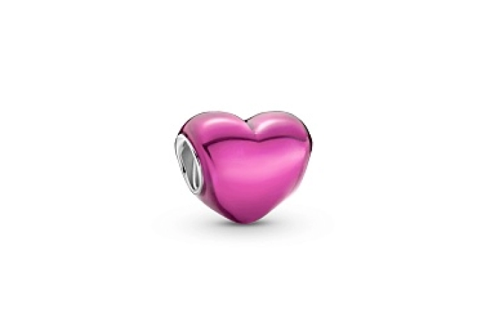Heart sterling silver charm with transparent pale cerise enamel/Серебряный шарм с вишневой эмалью