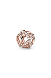 Openwork abstract PANDORA Rose charm with clear cu
