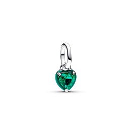 Heart sterling silver mini dangle with green cryst