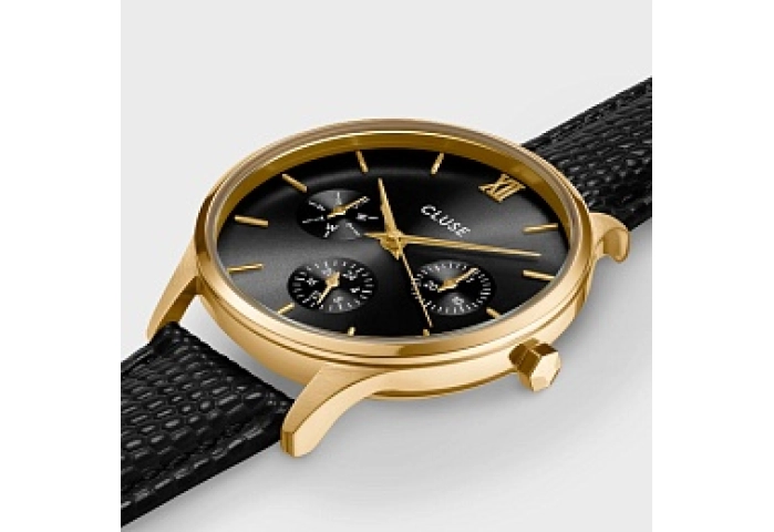 Minuit Multifunction Black Watch Leather, Black Li