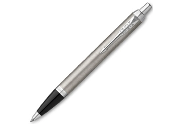 Ручка шариковая Parker &quot;IM Stainless Steel CT&quot; черная, 1,0мм, кнопочн., подарочная упаковка с европо