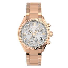 Womens Rose-Gold tone Chrono with Crystal