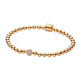 Pandora logo 14k gold-plated bracelet with clear c