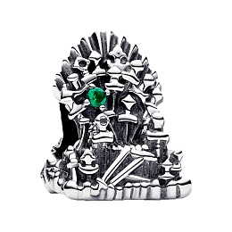 Project House The Iron Throne sterling silver charm with royal green crystal