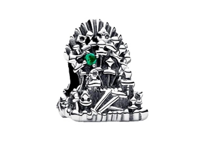 Project House The Iron Throne sterling silver charm with royal green crystal