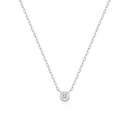 Silver Round Solitaire Cubic Zirconia Necklace