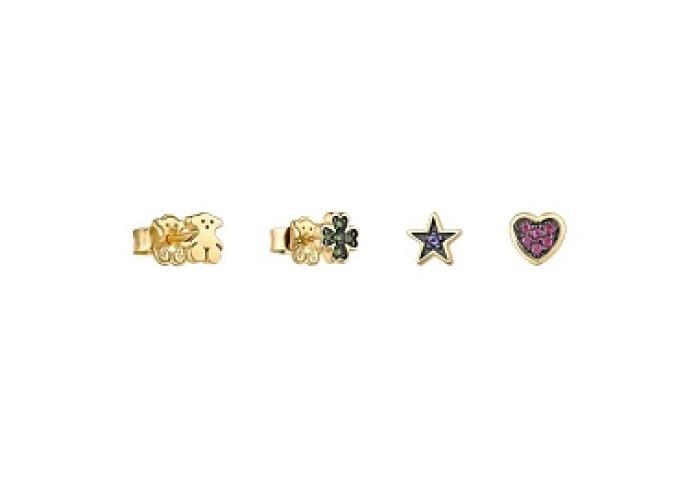 SILVER GOLD PLATED 4 EARR PACK RUBY GEMS
