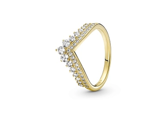 Tiara wishbone 14k gold-plated ring with clear cubic zirconia/Кольцо с чистым кубическим цирконием
