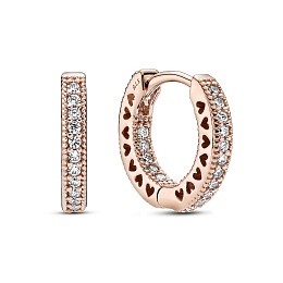 Pandora Rose hoop earrings with clearcubic zirconi