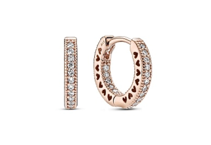 14k Rose gold-plated hoop earrings with clear cubi
