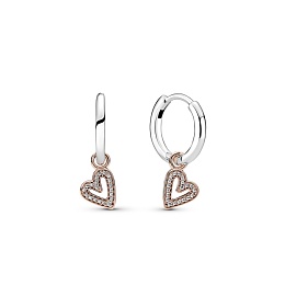 Heart 14k rose gold-plated and sterling silver hoo